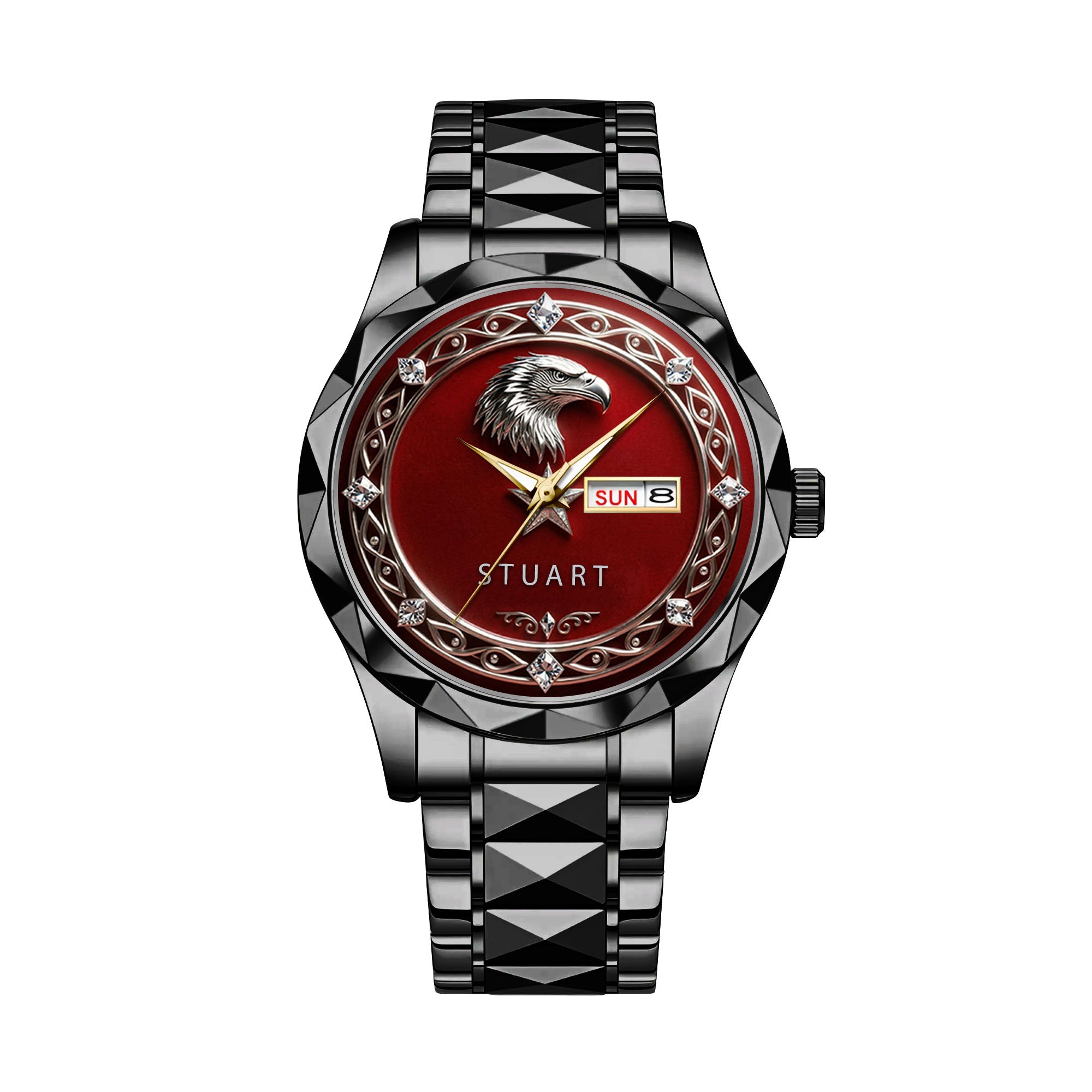 STUART Red Eagle Dial Black Watch – TabGift